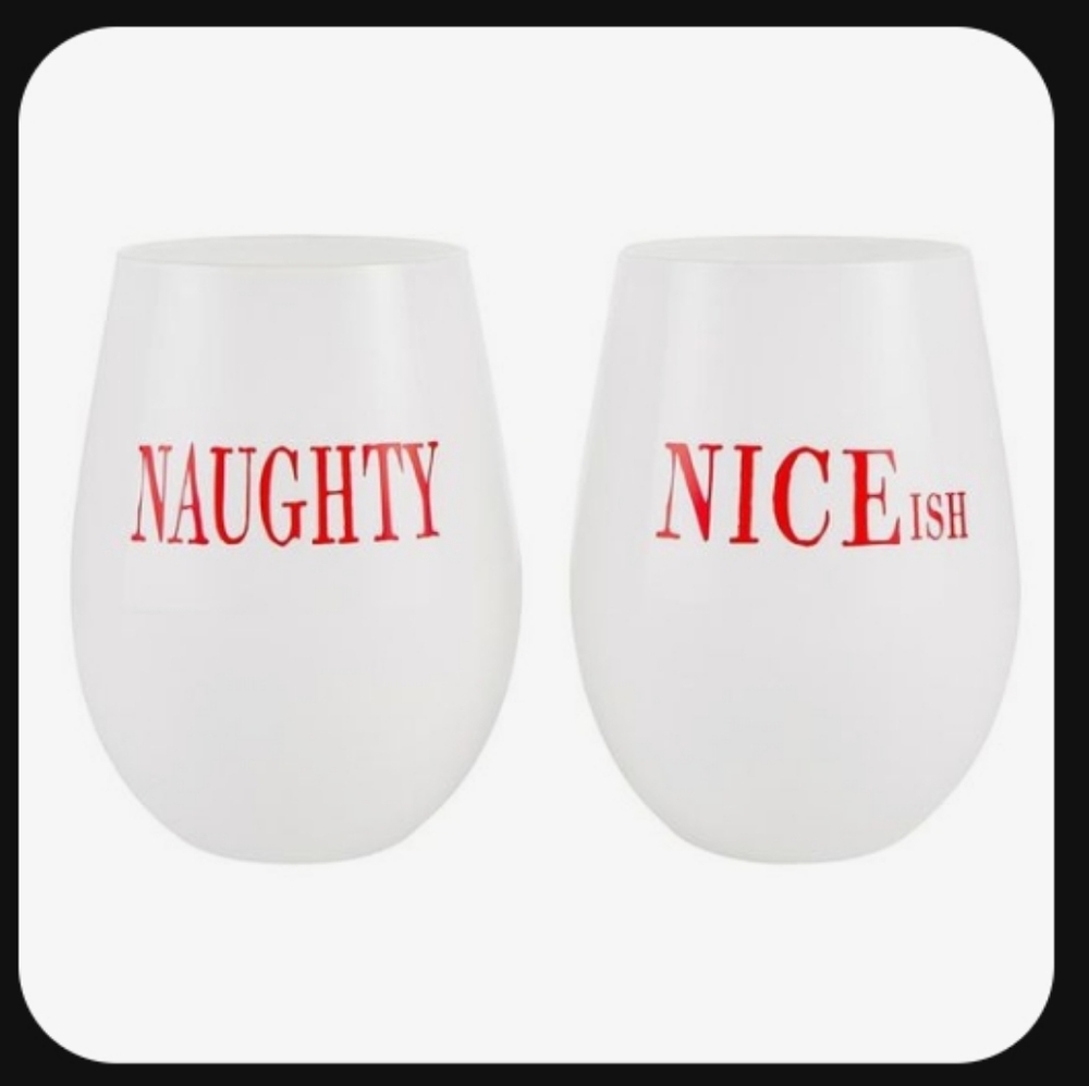 NWT! Naughty/Nice-ish Wine Glasses